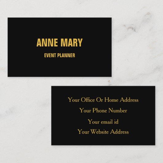 Gold Schwarz Benutzerdefinierte Farbe Moderne Klas Visitenkarte (Vorne/Hinten)