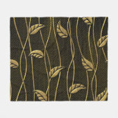 Gold & Schwarz: Blätter 3D Textur. Fleecedecke (Vorderseite (Horizontal))