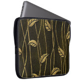 Gold & Schwarz: Blätter 3D Textur. Laptopschutzhülle (Vorne Rechts)