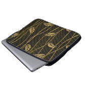 Gold & Schwarz: Blätter 3D Textur. Laptopschutzhülle (Vorne Knopf)