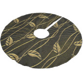 Gold & Schwarz: Blätter 3D Textur. Polyester Weihnachtsbaumdecke (Schrägansicht)