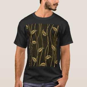 Gold & Schwarz: Blätter 3D Textur. T-Shirt