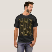 Gold & Schwarz: Blätter 3D Textur. T-Shirt (Vorne ganz)