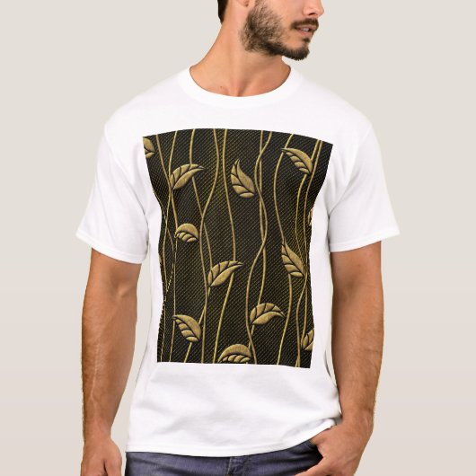 Gold & Schwarz: Blätter 3D Textur. T-Shirt (Vorderseite)