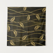 Gold & Schwarz: Blätter 3D Textur. Wandteppich (Vorderseite (Horizontal))