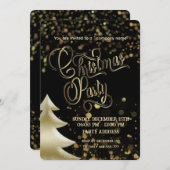 Gold/Schwarz-Bukett-Luxus-Weihnachtsgeschenk-Party Einladung (Vorne/Hinten)