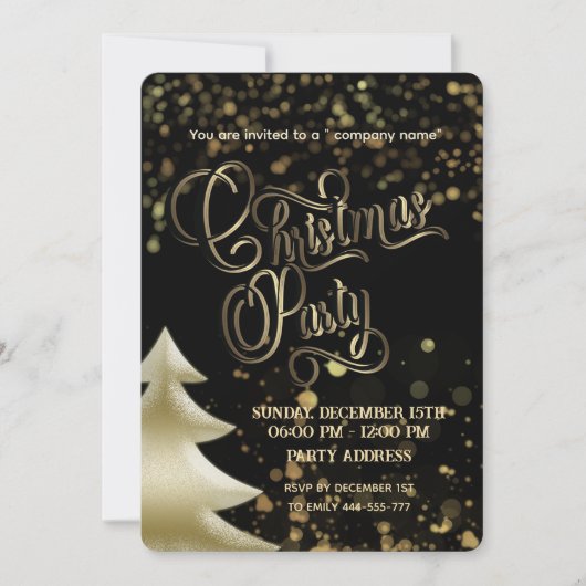 Gold/Schwarz-Bukett-Luxus-Weihnachtsgeschenk-Party Einladung (Vorderseite)