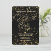 Gold/Schwarz-Bukett-Luxus-Weihnachtsgeschenk-Party Einladung (Stehend Vorderseite)