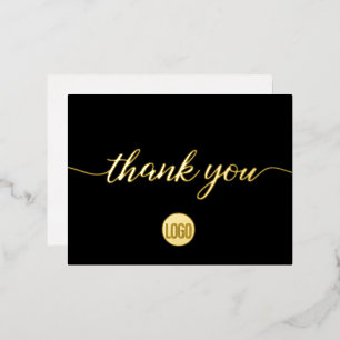 Gold Schwarz Business Elegant Danke Folien Feiertagspostkarte