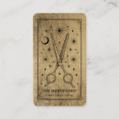 Gold Schwarz Celestial Tarot Friseur QR Code Visitenkarte (Vorderseite)