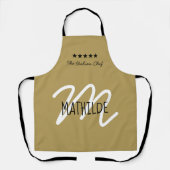 Gold Schwarz Chef Monogram Moderne Name Schürze (Vorderseite)
