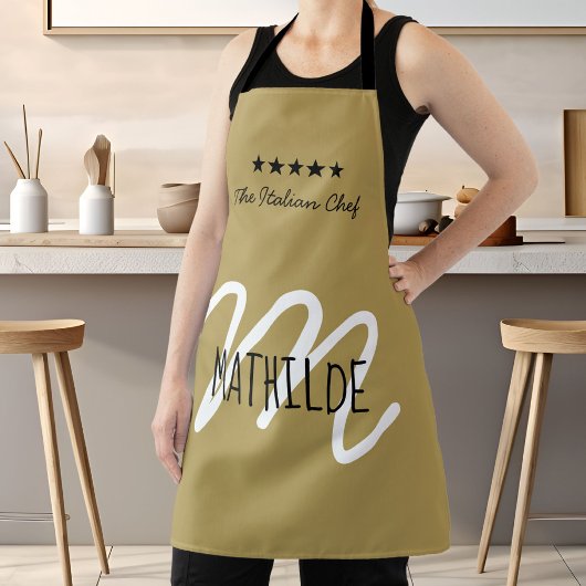 Gold-Schwarz-Chef-Monogramm Moderne Name Schürze