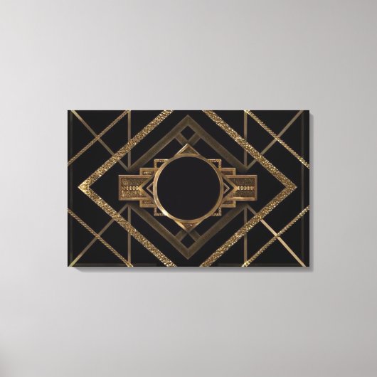 Gold, Schwarz, Deko, metallisch, Muster, Vintag, c Leinwanddruck (Vorderseite)
