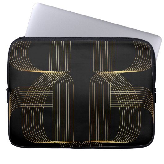 Gold, Schwarz, elegant, cool, einzigartig trendige Laptopschutzhülle (Vorderseite)