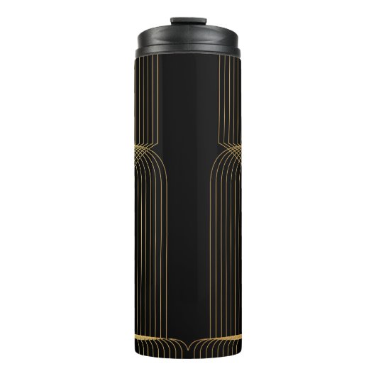 Gold, Schwarz, elegant, cool, einzigartig trendige Thermosbecher (Vorderseite)