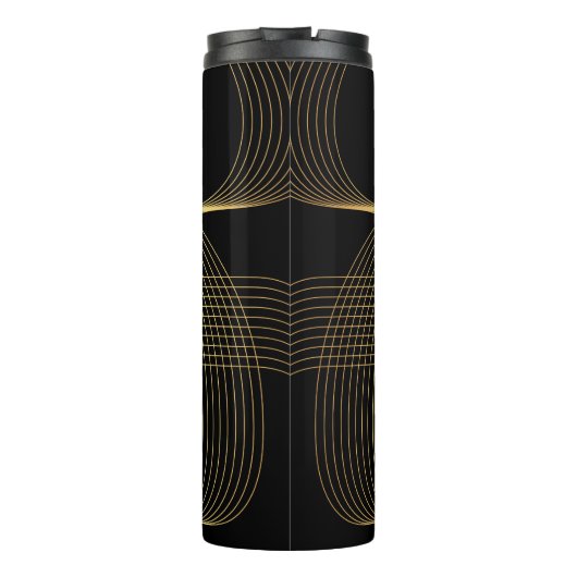 Gold, Schwarz, elegant, cool, einzigartig trendige Thermosbecher (Rückseite)