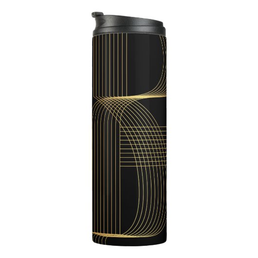 Gold, Schwarz, elegant, cool, einzigartig trendige Thermosbecher (Nach rechts gedreht)