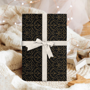 Gold schwarz elegant moderner klassischer Hochzeit Geschenkpapier