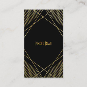 Gold & Schwarz Elegante moderne geometrische Glam  Visitenkarte