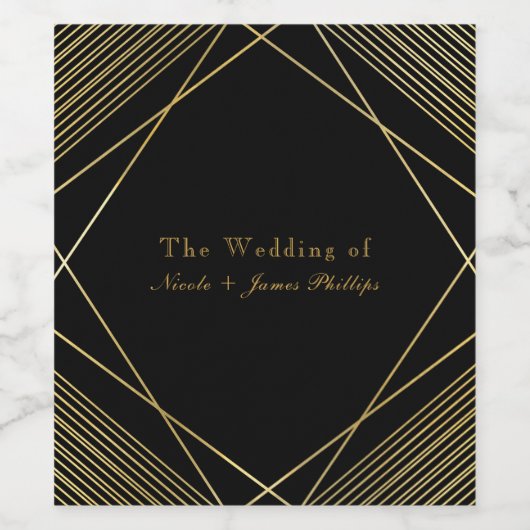 Gold & Schwarz Elegante Modernes Glam Deko Weinmar Weinetikett (Einzelnes Label)