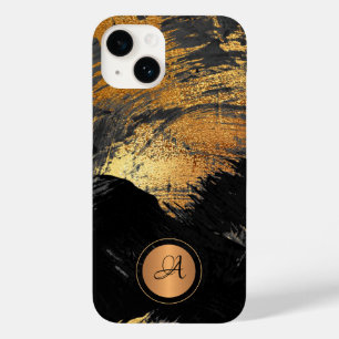 Gold schwarz elegantes modernes abstraktes Monogra Case-Mate iPhone 14 Hülle