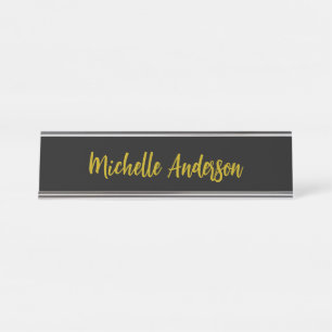 Gold & Schwarz Farb Modern Minimalist Name Schreibtischnamensplakette