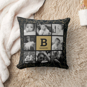Gold Schwarz Foto Collage Throw Kissen