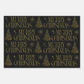 Gold Schwarz Frohe Weihnachtsbaum Snowflake Stilvo Geschenkpapier Set (Vorderseite 2)