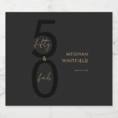 Gold Schwarz Fünfzig und Fantastisch Skript 50. Ge Schaumweinetikett (Einzelnes Label)