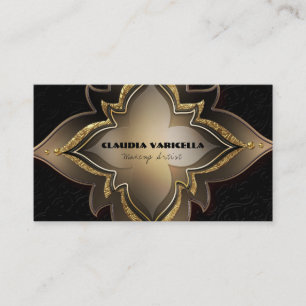 Gold Schwarz Glam Exotischer Chic Blumen Elegant K Visitenkarte