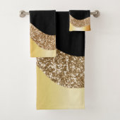 GOLD SCHWARZ GLITZER WAVE BADEZIMMER TOWEL SET (Insitu)