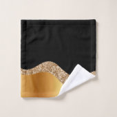 GOLD SCHWARZ GLITZER WAVE BADEZIMMER TOWEL SET (Waschlappen)