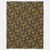 Gold Schwarz Glossy Floral Fleecedecke (Vorderseite)