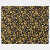 Gold Schwarz Glossy Floral Fleecedecke (Vorderseite (Horizontal))