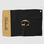 Gold Schwarz Golfhandtuch (Horizontal)
