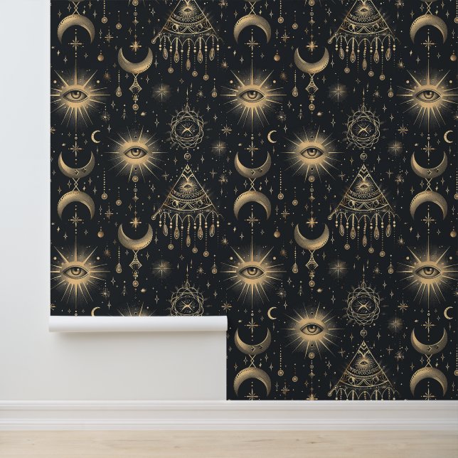 Gold Schwarz Goth Mystisch   Tapete (Anwendung)