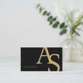 Gold-Schwarz-Initialen-Logo-Make-up-Artist-QR-Code Visitenkarte (Stehend Vorderseite)