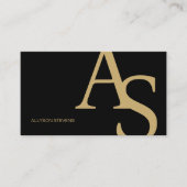 Gold-Schwarz-Initialen-Logo-Make-up-Artist-QR-Code Visitenkarte (Vorderseite)