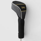Gold Schwarz Kohlenstoff-Look Monogramm Golf Headcover (angewinkelt)
