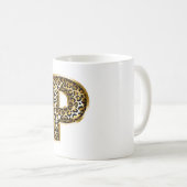 Gold Schwarz Leopardendruck Buchstabe P Kaffeetasse (VorderseiteRechts)