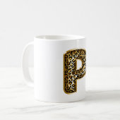 Gold Schwarz Leopardendruck Buchstabe P Kaffeetasse (Vorderseite Links)