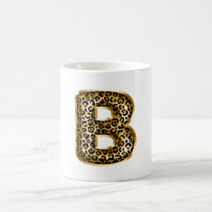 Gold-Schwarz-Leopardenprint-Buchstabe B Kaffeetasse