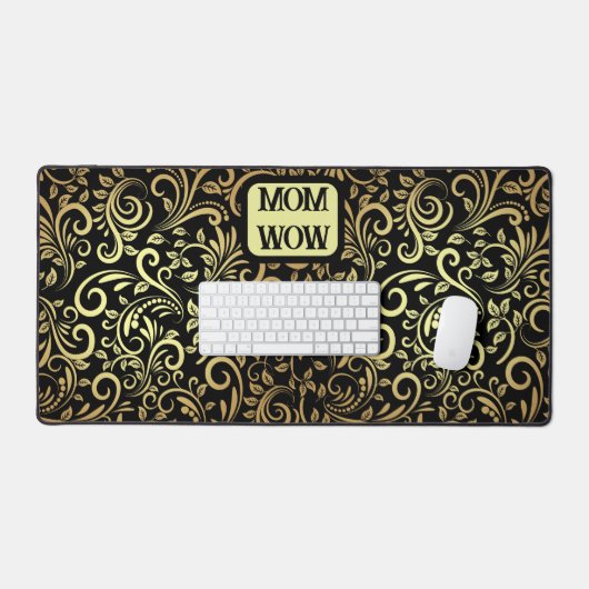 Gold & Schwarz - MAMA - WOW | Desk Mat Schreibtischunterlage (Tastatur & Maus)