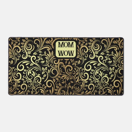 Gold & Schwarz - MAMA - WOW | Desk Mat Schreibtischunterlage (Vorderseite)