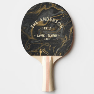 Gold Schwarz Marmor Vintage Meer Familie Name Tischtennis Schläger