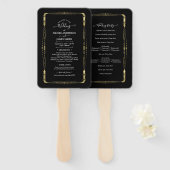 Gold & Schwarz Minimal Moderne Glamour-Hochzeitspr Fächer (Vorne und Hinten)