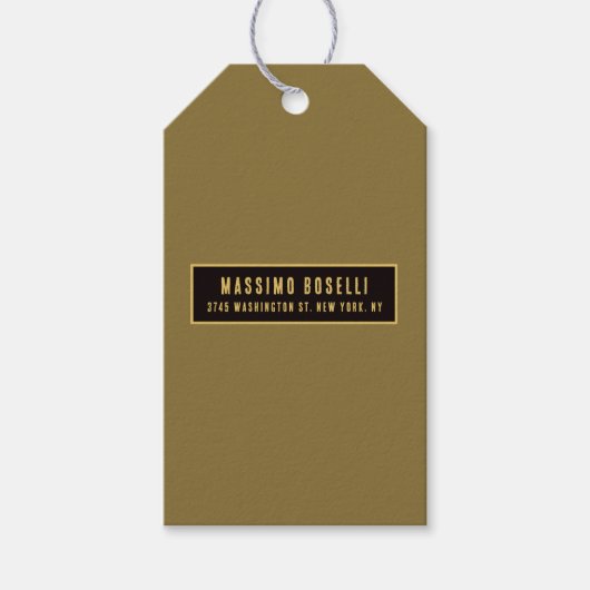 Gold & Schwarz Minimalist Modern Profi Geschenkanhänger (Vorderseite)