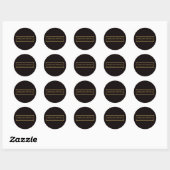 Gold & Schwarz Minimalist Modern Profi Runder Aufkleber (Blatt)