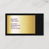 Gold Schwarz Minimalist  Visitenkarte (Rückseite)