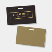 Gold & Schwarz minimalistischer moderner Profi Ausweis (Vorder- & Rückseite)